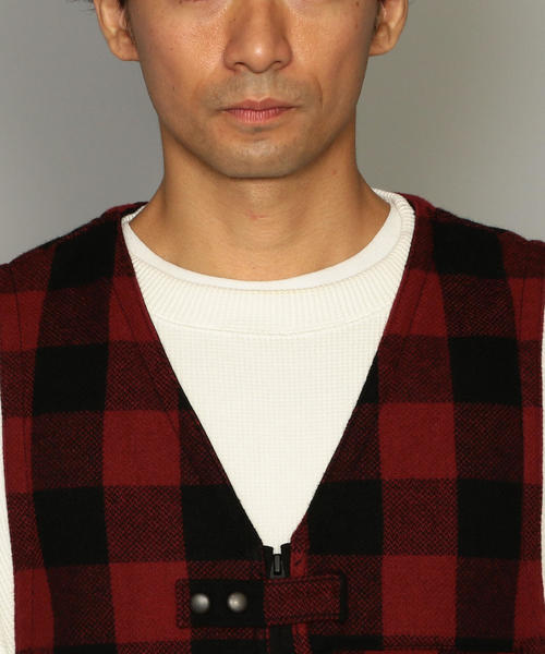 green label relaxing（グリーンレーベルリラクシング）の「SC チェックコンビ ワークベスト ◆（ベスト・メンズ・ダークグレー/レッド・L/M）」の12枚目の写真