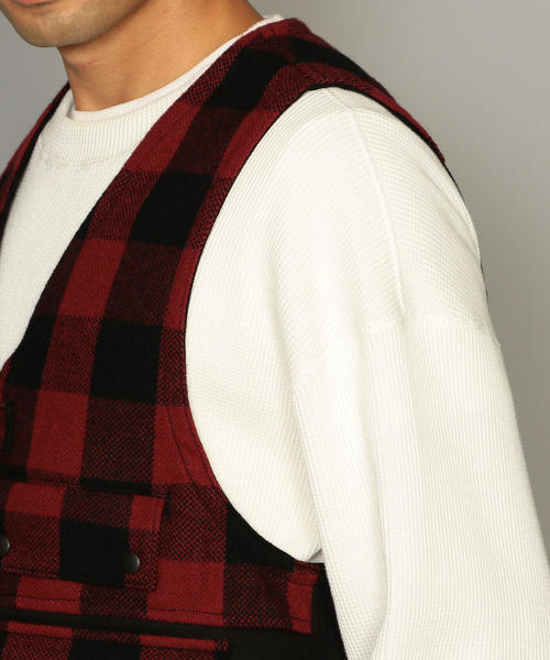 green label relaxing（グリーンレーベルリラクシング）の「SC チェックコンビ ワークベスト ◆（ベスト・メンズ・ダークグレー/レッド・L/M）」の14枚目の写真