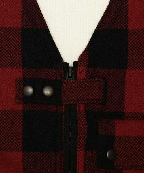 green label relaxing（グリーンレーベルリラクシング）の「SC チェックコンビ ワークベスト ◆（ベスト・メンズ・ダークグレー/レッド・L/M）」の6枚目の写真