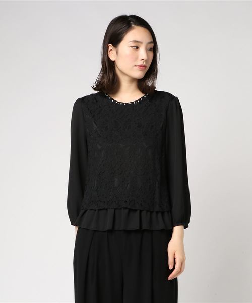 TRUDEA(トルディア)の「2段重ねレースブラウス(シャツ/ブラウス・レディース・ホワイト/ブラック・MEDIUM/LARGE)」の2枚目の写真