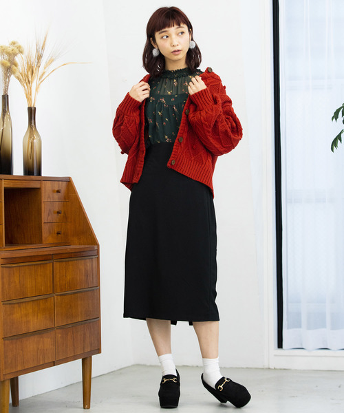 WEGO（ウィゴー）の「WEGO/ハートケーブルカーディガン（カーディガン/ボレロ・レディース・レッド/アイボリー・FREE）」の9枚目の写真