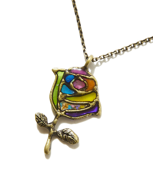 rehacer : Stained glass Rose Necklace Made in Japan