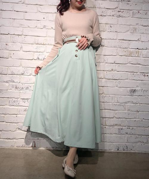 one after another NICE CLAUP(ワンアフターアナザーナイスクラップ)の「ベルト付きロングスカート(スカート・レディース・ベージュ/グリーン/モカ/チェック・FREE)」の8枚目の写真