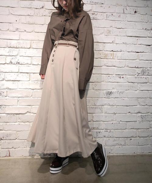 one after another NICE CLAUP(ワンアフターアナザーナイスクラップ)の「ベルト付きロングスカート(スカート・レディース・ベージュ/グリーン/モカ/チェック・FREE)」の5枚目の写真