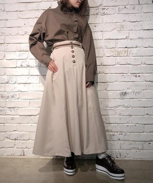 one after another NICE CLAUP(ワンアフターアナザーナイスクラップ)の「ベルト付きロングスカート(スカート・レディース・ベージュ/グリーン/モカ/チェック・FREE)」の11枚目の写真