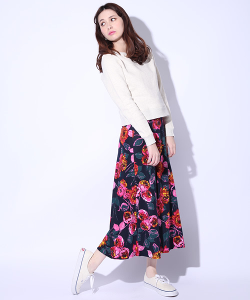 Ray BEAMS（レイビームス）の「○Ray BEAMS / フラワープリント マキシスカート（スカート・レディース・グレー/ネイビー・0/1）」の12枚目の写真