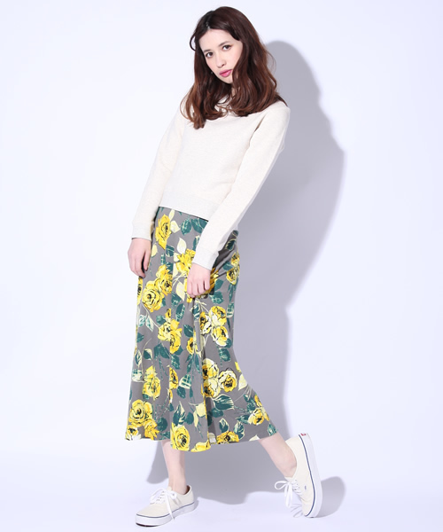 Ray BEAMS（レイビームス）の「○Ray BEAMS / フラワープリント マキシスカート（スカート・レディース・グレー/ネイビー・0/1）」の8枚目の写真