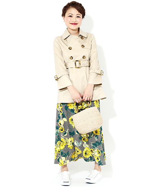 Ray BEAMS（レイビームス）の「○Ray BEAMS / フラワープリント マキシスカート（スカート・レディース・グレー/ネイビー・0/1）」の9枚目の写真