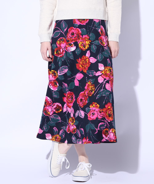 Ray BEAMS（レイビームス）の「○Ray BEAMS / フラワープリント マキシスカート（スカート・レディース・グレー/ネイビー・0/1）」の4枚目の写真