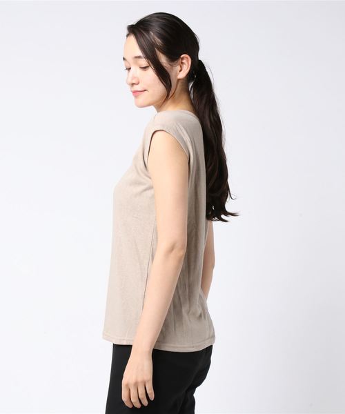 Aunt Marie's（アントマリーズ）の「AUNT MARIE'S リネンライクスラブノースリカットソー（Tシャツ/カットソー・レディース・ブラック/ブラウン/オレンジ/ホワイト/ベージュ・FREE）」の6枚目の写真