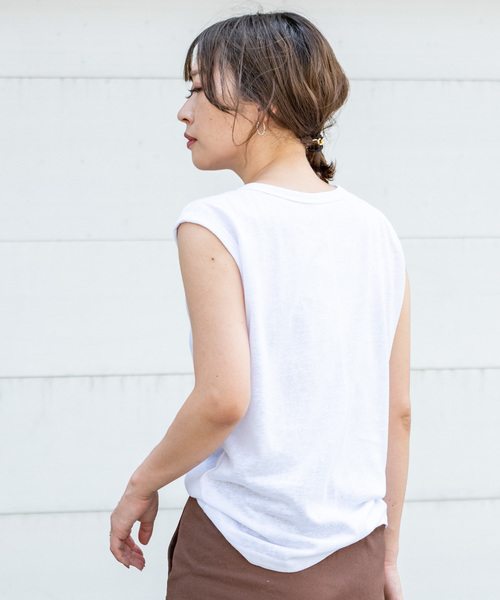 Aunt Marie's（アントマリーズ）の「AUNT MARIE'S リネンライクスラブノースリカットソー（Tシャツ/カットソー・レディース・ブラック/ブラウン/オレンジ/ホワイト/ベージュ・FREE）」の9枚目の写真