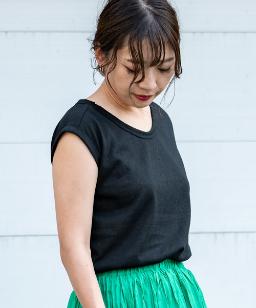 Aunt Marie's（アントマリーズ）の「AUNT MARIE'S リネンライクスラブノースリカットソー（Tシャツ/カットソー・レディース・ブラック/ブラウン/オレンジ/ホワイト/ベージュ・FREE）」の12枚目の写真