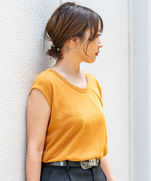 Aunt Marie's（アントマリーズ）の「AUNT MARIE'S リネンライクスラブノースリカットソー（Tシャツ/カットソー・レディース・ブラック/ブラウン/オレンジ/ホワイト/ベージュ・FREE）」の16枚目の写真