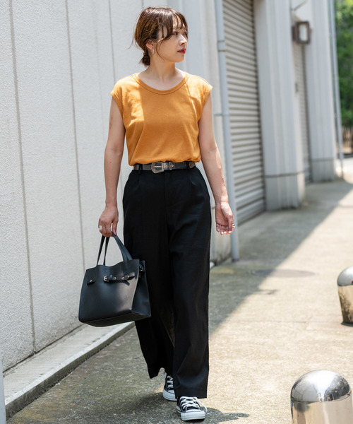 Aunt Marie's（アントマリーズ）の「AUNT MARIE'S リネンライクスラブノースリカットソー（Tシャツ/カットソー・レディース・ブラック/ブラウン/オレンジ/ホワイト/ベージュ・FREE）」の17枚目の写真