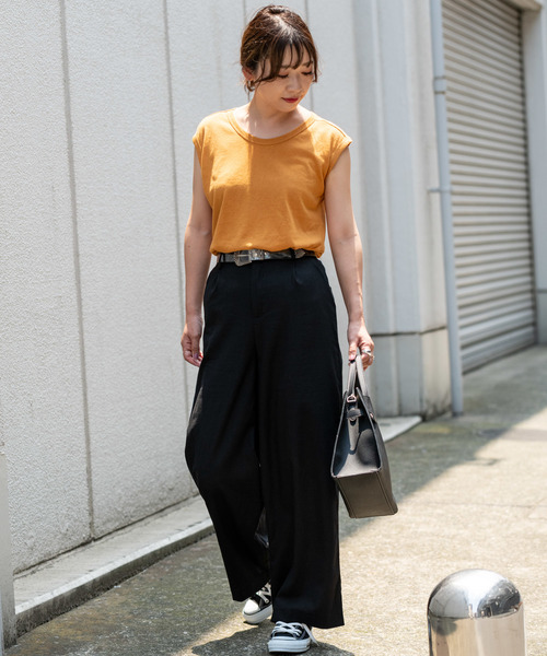 Aunt Marie's（アントマリーズ）の「AUNT MARIE'S リネンライクスラブノースリカットソー（Tシャツ/カットソー・レディース・ブラック/ブラウン/オレンジ/ホワイト/ベージュ・FREE）」の18枚目の写真