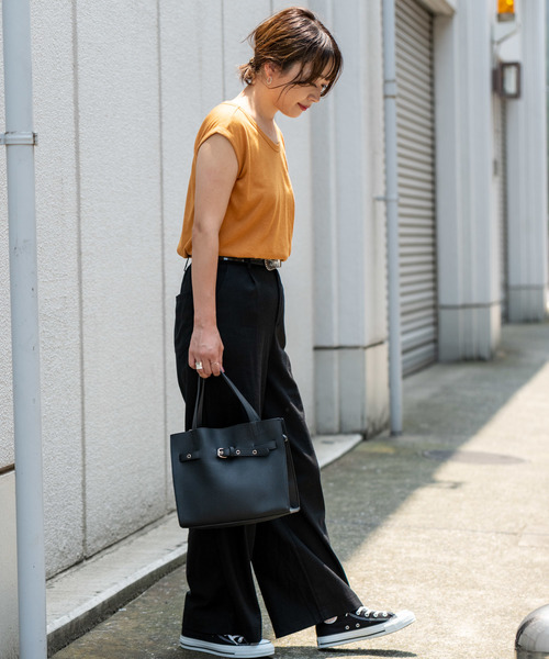 Aunt Marie's（アントマリーズ）の「AUNT MARIE'S リネンライクスラブノースリカットソー（Tシャツ/カットソー・レディース・ブラック/ブラウン/オレンジ/ホワイト/ベージュ・FREE）」の19枚目の写真