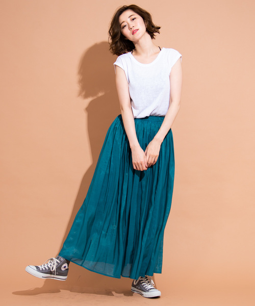 Aunt Marie's（アントマリーズ）の「AUNT MARIE'S リネンライクスラブノースリカットソー（Tシャツ/カットソー・レディース・ブラック/ブラウン/オレンジ/ホワイト/ベージュ・FREE）」の21枚目の写真