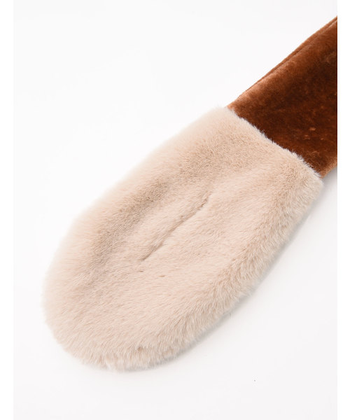 POU DOU DOU(プードゥドゥ)の「パッチワークファーマフラー(マフラー・レディース・グレー/アイボリー・8)」の9枚目の写真