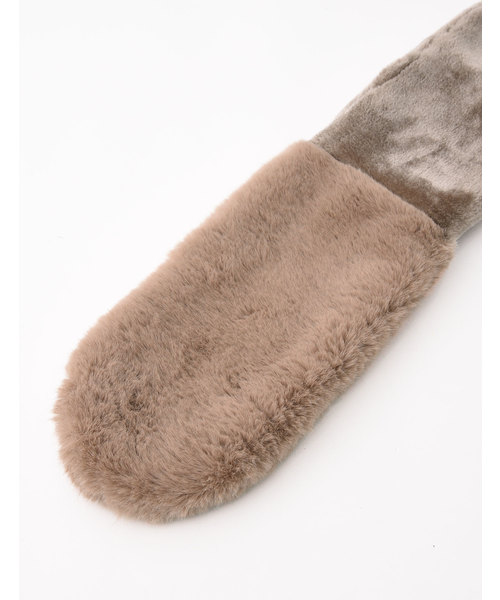 POU DOU DOU(プードゥドゥ)の「パッチワークファーマフラー(マフラー・レディース・グレー/アイボリー・8)」の12枚目の写真