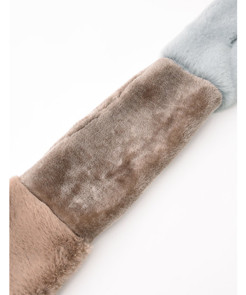 POU DOU DOU(プードゥドゥ)の「パッチワークファーマフラー(マフラー・レディース・グレー/アイボリー・8)」の13枚目の写真