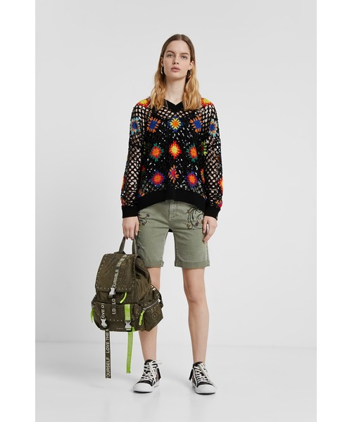 Desigual（デシグアル）の「花柄ボーホースタイルパンツ（デニムパンツ・レディース・グリーン/マルチ・2L/3L/SS/4L/S/M/L）」の3枚目の写真