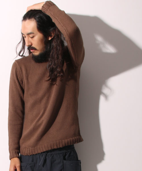 AMERICAN RAG CIE（アメリカンラグシー）の「【オンライン限定セール対象品】AMERICAN RAG CIE ソフトタッチローゲージコットンニット 109-TMK-M142-KN001（ニット/セーター・メンズ・ベージュ/ネイビー/ブラウン・2/1）」の2枚目の写真