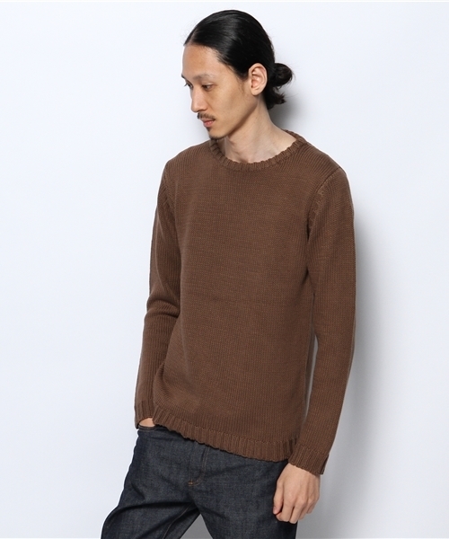 AMERICAN RAG CIE（アメリカンラグシー）の「【オンライン限定セール対象品】AMERICAN RAG CIE ソフトタッチローゲージコットンニット 109-TMK-M142-KN001（ニット/セーター・メンズ・ベージュ/ネイビー/ブラウン・2/1）」の4枚目の写真