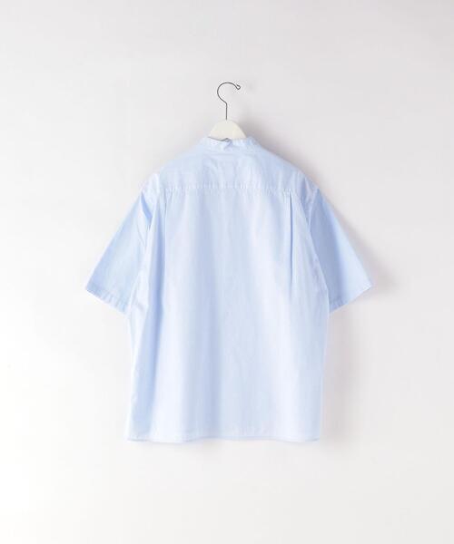 Steven Alan バンドカラーシャツ ボックスシルエット ホワイト 清潔感 Steven Alan バンドカラーシャツ ボックスシルエット ホワイト