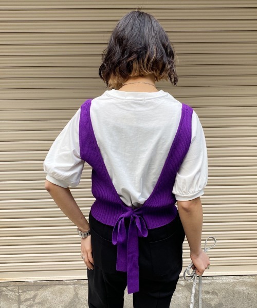 PAGEBOY（ページボーイ）の「バックリボンビスチェ（ニット/セーター・レディース・ブラック/パープル/グレイッシュベージュ・FREE）」の10枚目の写真