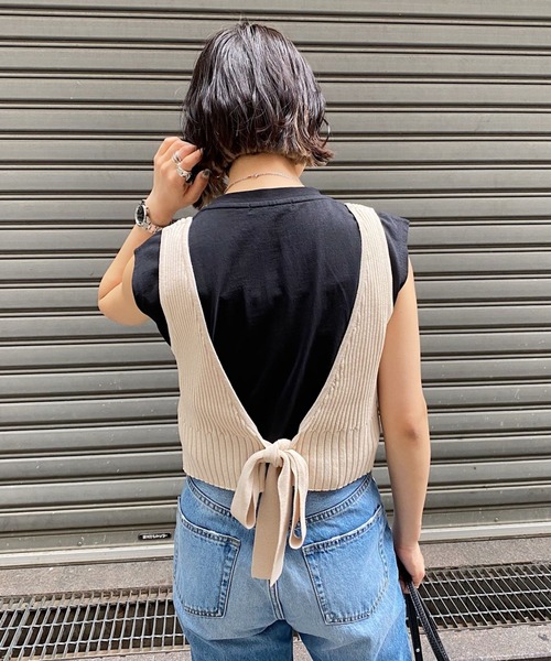 PAGEBOY（ページボーイ）の「バックリボンビスチェ（ニット/セーター・レディース・ブラック/パープル/グレイッシュベージュ・FREE）」の20枚目の写真