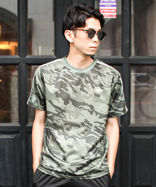 NEV(ネブ)の「DRY MESH 2本ライン 迷彩柄 半袖Tシャツ カットソー カモフラ(Tシャツ/カットソー・メンズ・チャコール/カーキ/ネイビー・L/XL/M)」の2枚目の写真