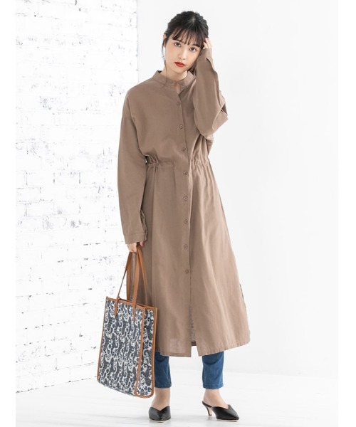 fifth（フィフス）の「ドロストデザインノーカラーシャツワンピース（ワンピース・レディース・モカ/グレー・MEDIUM）」の11枚目の写真