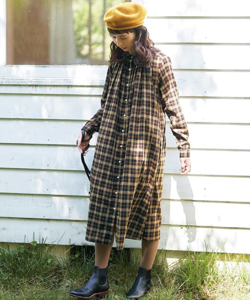 サニークラウズ ｆｅａｔ ｓｈｕｔｔｌｅ Sunny ｎｏｔｅｓ チェックの通り道ワンピース レディース ワンピース Sunny Clouds サニークラウズ のファッション