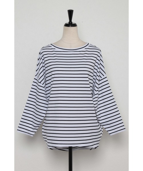 Bonjour Sagan（ボンジュールサガン）の「ドルマンスリーブボーダーカットソー（Tシャツ/カットソー・レディース・ホワイト/ブラック/ブラウン/ブルー・FREE）」の22枚目の写真