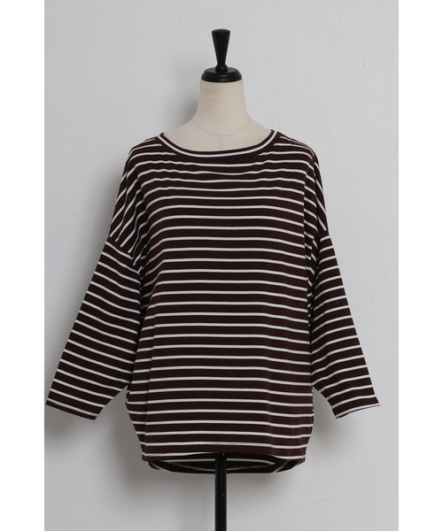 Bonjour Sagan（ボンジュールサガン）の「ドルマンスリーブボーダーカットソー（Tシャツ/カットソー・レディース・ホワイト/ブラック/ブラウン/ブルー・FREE）」の18枚目の写真