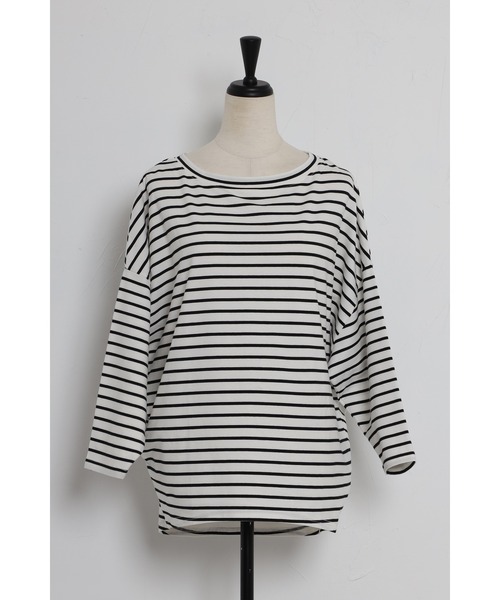 Bonjour Sagan（ボンジュールサガン）の「ドルマンスリーブボーダーカットソー（Tシャツ/カットソー・レディース・ホワイト/ブラック/ブラウン/ブルー・FREE）」の17枚目の写真