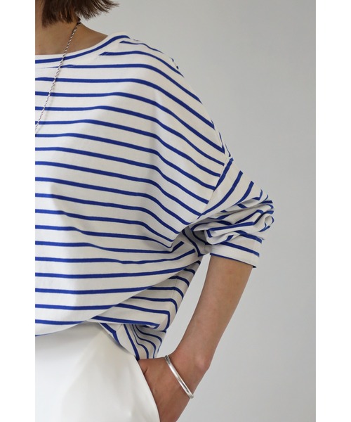 Bonjour Sagan（ボンジュールサガン）の「ドルマンスリーブボーダーカットソー（Tシャツ/カットソー・レディース・ホワイト/ブラック/ブラウン/ブルー・FREE）」の11枚目の写真