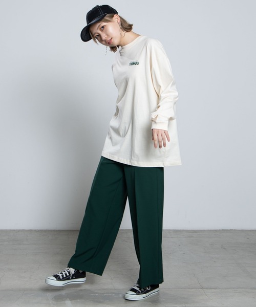 WEGO（ウィゴー）の「WEGO/THINGSバックロゴロンＴ（Tシャツ/カットソー・レディース・ブラック/アイボリー・SMALL/MEDIUM/LARGE）」の4枚目の写真