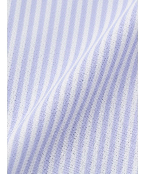 Perfect Suit FActory（パーフェクトスーツファクトリー）の「【完全ノーアイロン】半袖アイシャツ ボタンダウン ストライプ（ビジネスシャツ・メンズ・サックスブルー/ラベンダー/ホワイト・S/M/L/LL）」の8枚目の写真