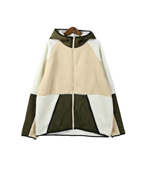 LUXSTYLE(ラグスタイル)の「ナイロン配色切替ボアジップパーカー(パーカー・メンズ・ブラック/アイボリー/ベージュ・L/XL/M)」の9枚目の写真