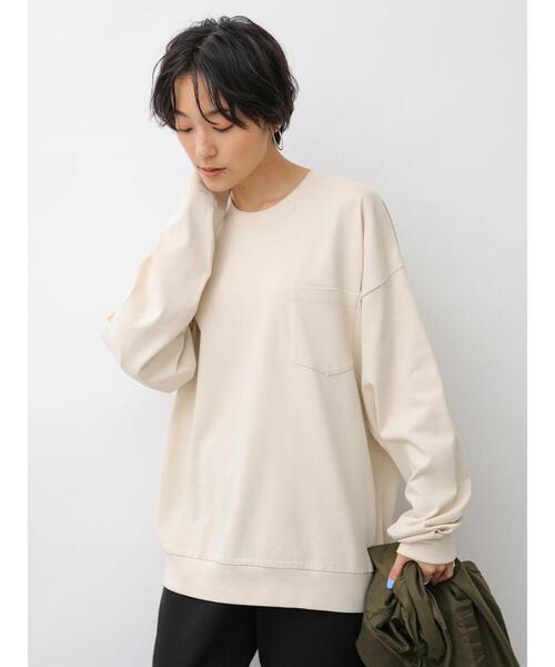 AMERICAN HOLIC（アメリカンホリック）の「ポケット付きBIGカットプルオーバー　＊（Tシャツ/カットソー・レディース・ブラック/アイボリー/ブラウン/ブルー/カーキ・M/L）」の15枚目の写真