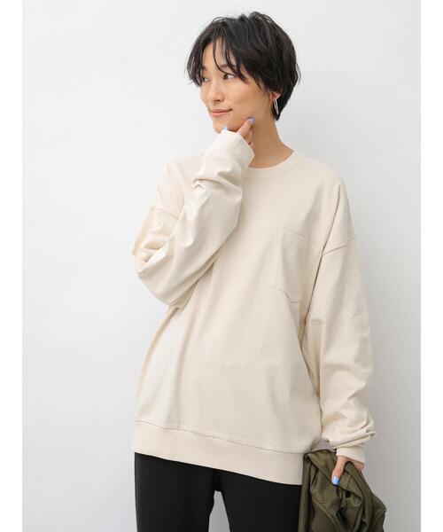 AMERICAN HOLIC（アメリカンホリック）の「ポケット付きBIGカットプルオーバー　＊（Tシャツ/カットソー・レディース・ブラック/アイボリー/ブラウン/ブルー/カーキ・M/L）」の20枚目の写真