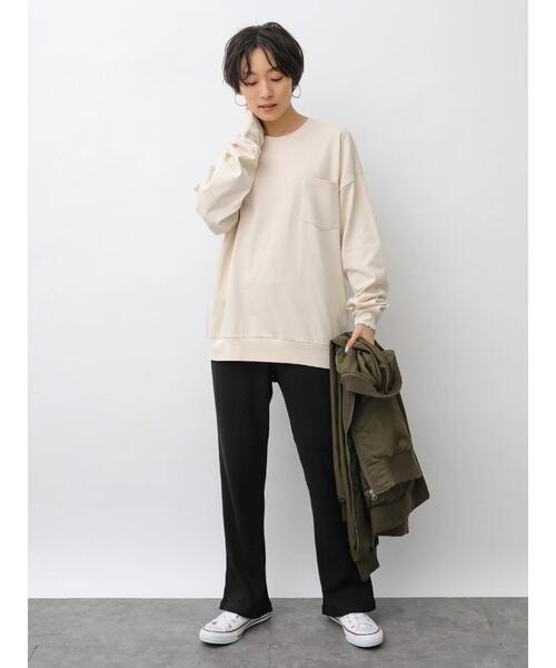 AMERICAN HOLIC（アメリカンホリック）の「ポケット付きBIGカットプルオーバー　＊（Tシャツ/カットソー・レディース・ブラック/アイボリー/ブラウン/ブルー/カーキ・M/L）」の21枚目の写真