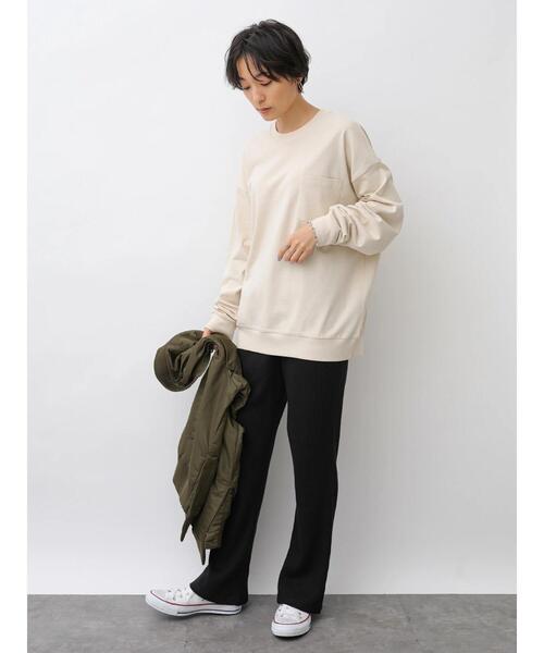 AMERICAN HOLIC（アメリカンホリック）の「ポケット付きBIGカットプルオーバー　＊（Tシャツ/カットソー・レディース・ブラック/アイボリー/ブラウン/ブルー/カーキ・M/L）」の22枚目の写真