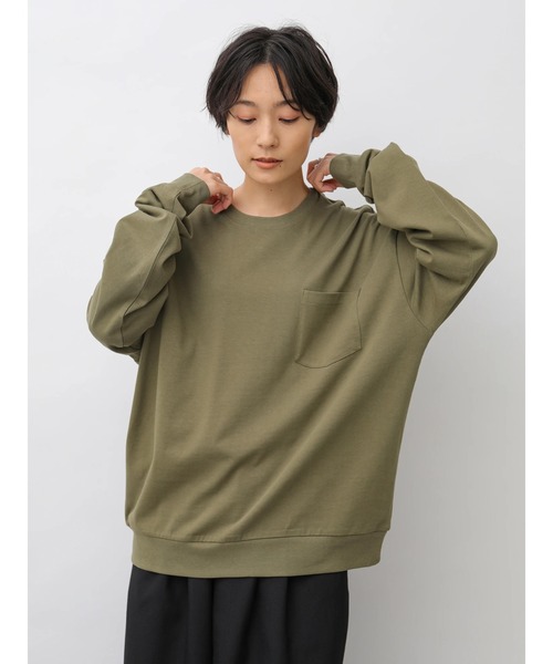 AMERICAN HOLIC（アメリカンホリック）の「ポケット付きBIGカットプルオーバー　＊（Tシャツ/カットソー・レディース・ブラック/アイボリー/ブラウン/ブルー/カーキ・M/L）」の4枚目の写真