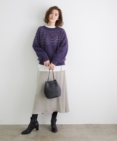 ROPE' PICNIC（ロペピクニック）の「サテンナロースカート（スカート・レディース・ラベンダー/ライトグレー/ベージュ・38/36）」の17枚目の写真
