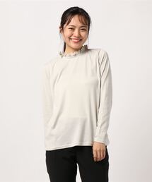 Samansa Mos2 blue | 衿フリルインナー(Tシャツ/カットソー)