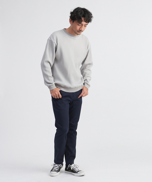 MYSELF ABAHOUSE（マイセルフアバハウス）の「【MYSELF ABAHOUSE】バーズアイ ワッフル ワイドシルエット スウェット（スウェット・メンズ・ブラック/ベージュ/グレー・46/48）」の13枚目の写真