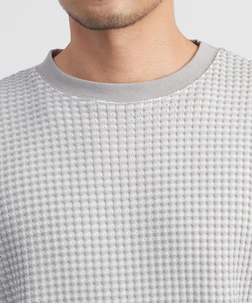 MYSELF ABAHOUSE（マイセルフアバハウス）の「【MYSELF ABAHOUSE】バーズアイ ワッフル ワイドシルエット スウェット（スウェット・メンズ・ブラック/ベージュ/グレー・46/48）」の17枚目の写真