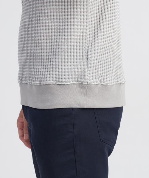 MYSELF ABAHOUSE（マイセルフアバハウス）の「【MYSELF ABAHOUSE】バーズアイ ワッフル ワイドシルエット スウェット（スウェット・メンズ・ブラック/ベージュ/グレー・46/48）」の4枚目の写真